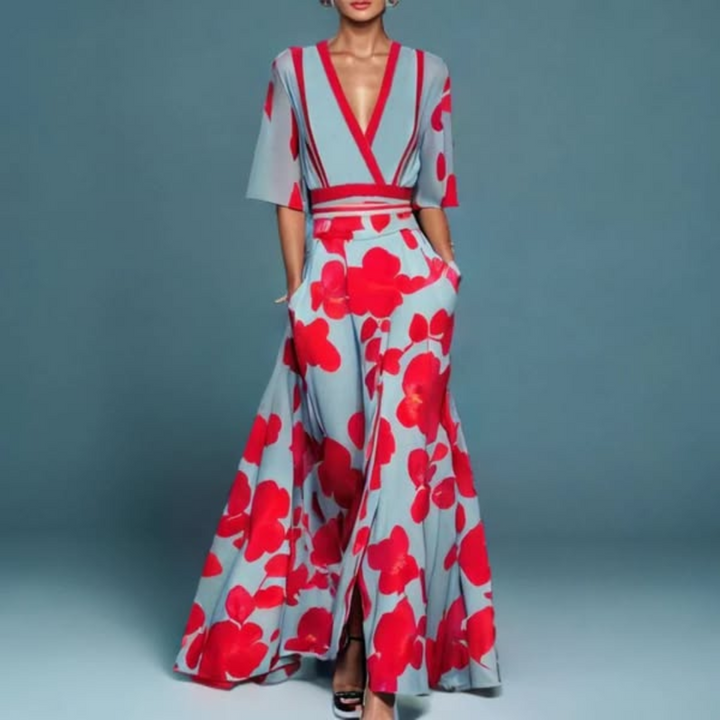 Hazel Floral Belted Maxi Dress