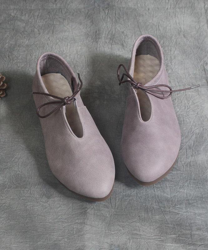 Purple Genuine Leather Boho Lace Up Loafer Shoes for Women