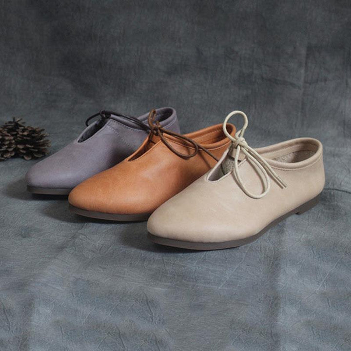 Purple Genuine Leather Boho Lace Up Loafer Shoes for Women
