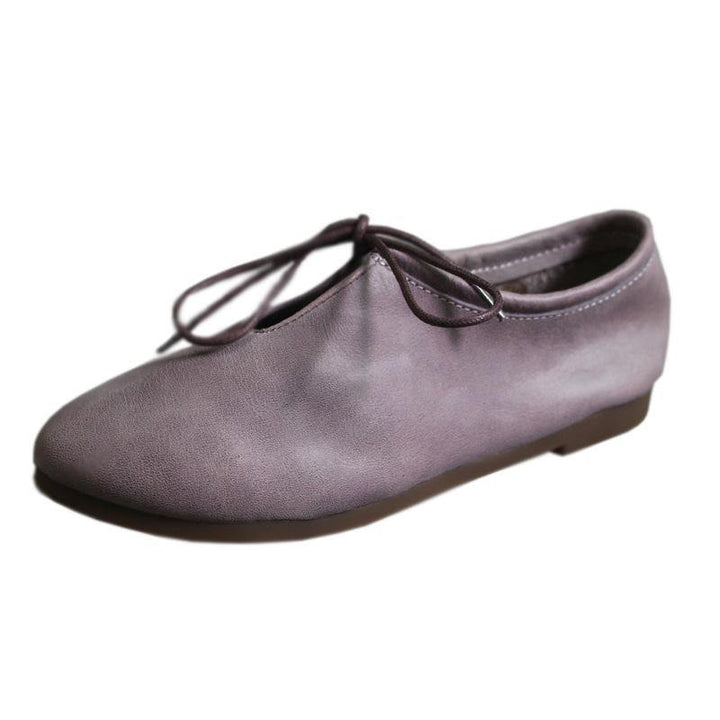 Purple Genuine Leather Boho Lace Up Loafer Shoes for Women