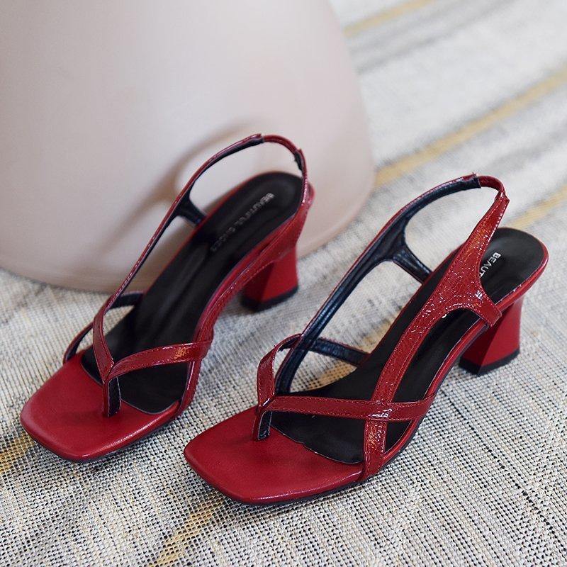 Red Peep Toe High Heel Sandals