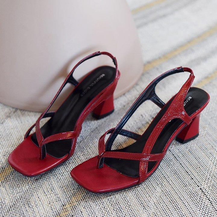 Red Peep Toe High Heel Sandals