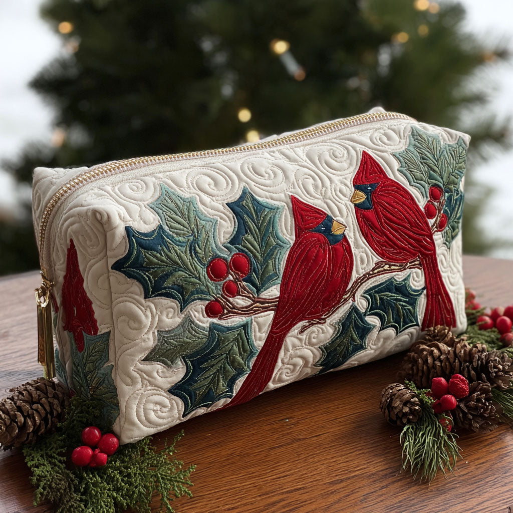 Quilted beauty case with red pattern NCU0PT9274