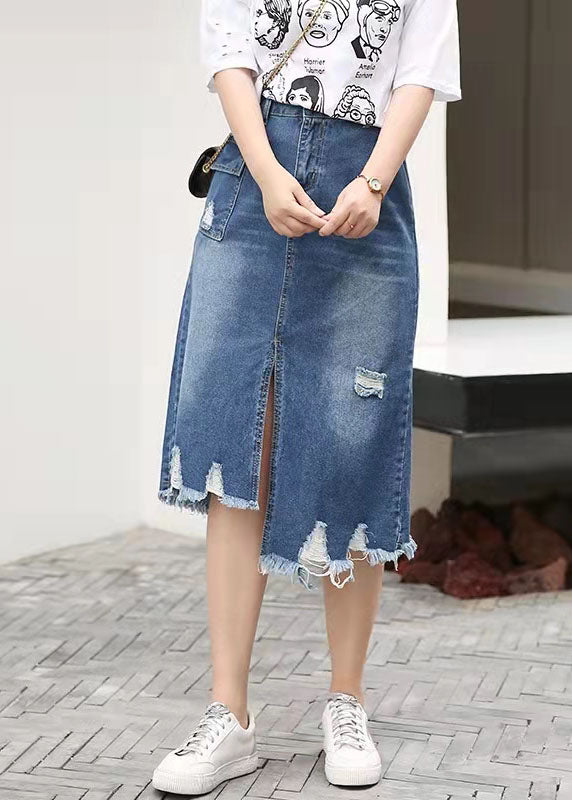 Retro Casual Large Elastic Waist Denim Skirt Spring
