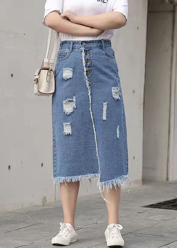 Retro Casual Elastic Waist Denim Skirt