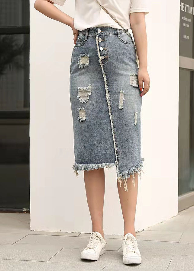 Retro Casual Elastic Waist Denim Skirt