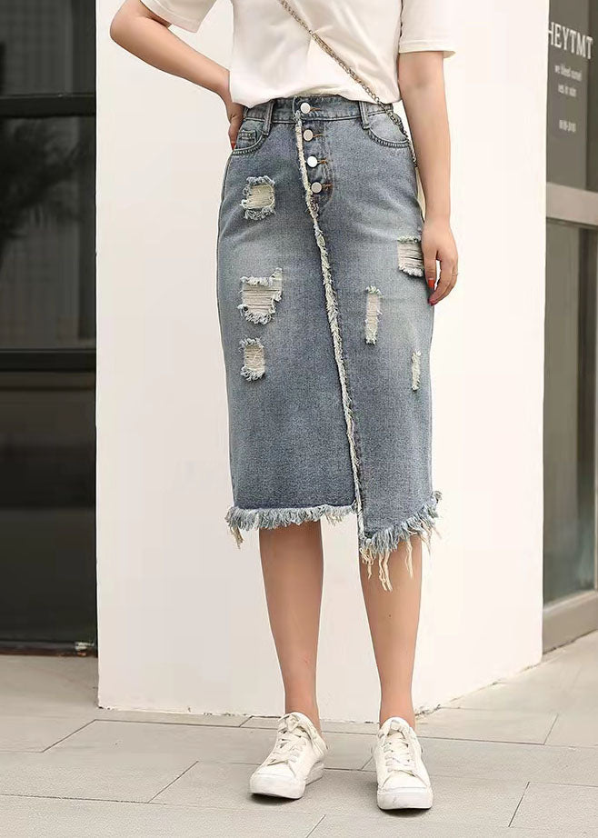 Retro Casual Elastic Waist Denim Skirt