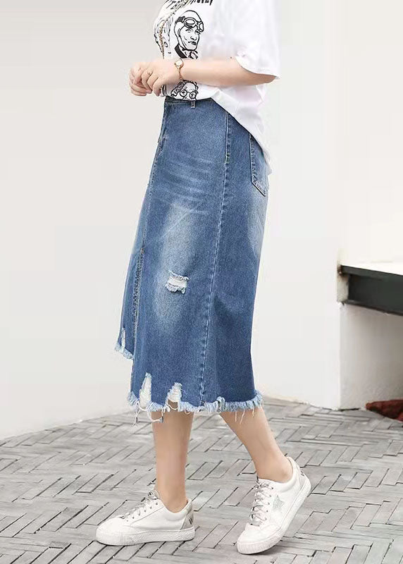 Retro Casual Elastic Waist Denim Skirt