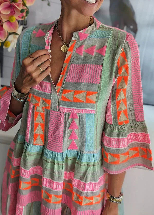 Ava V-Neck Hemp Summer Dress
