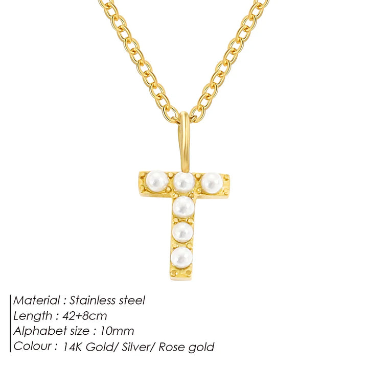 Dainty Pearl Initial Pendant