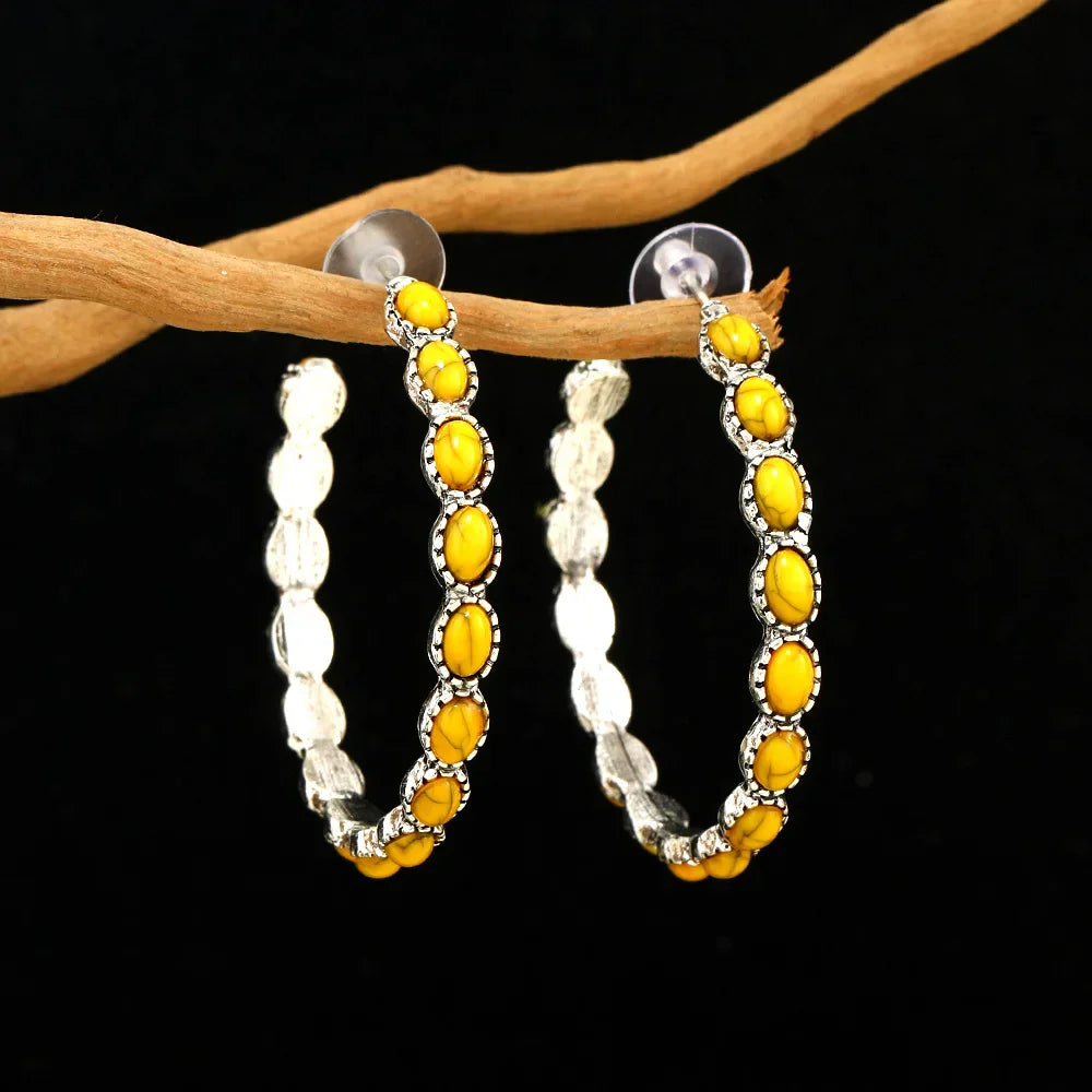 Sage | Vintage Oval Silver Hoop Earrings
