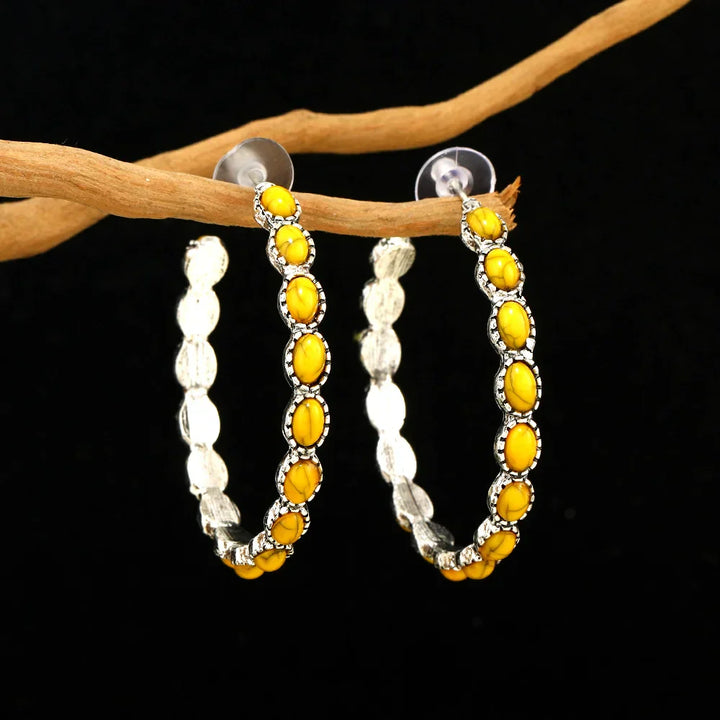Sage | Vintage Oval Silver Hoop Earrings