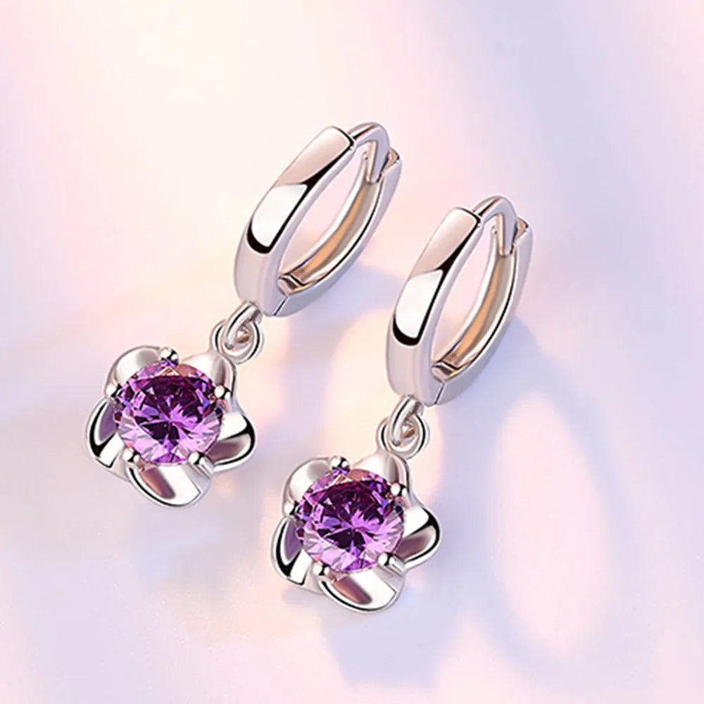 Violet | Purple White Zirconia Earrings