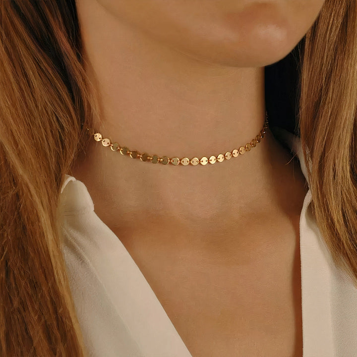 Lucky Coin Choker Disc Necklace