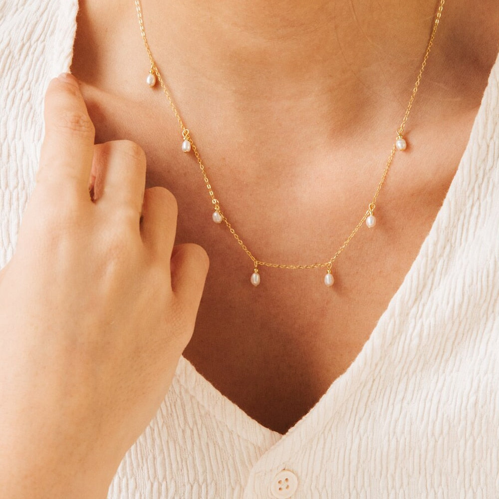 Lucky No. 7 Pearl Drop Necklace