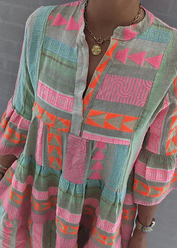 Ava V-Neck Hemp Summer Dress