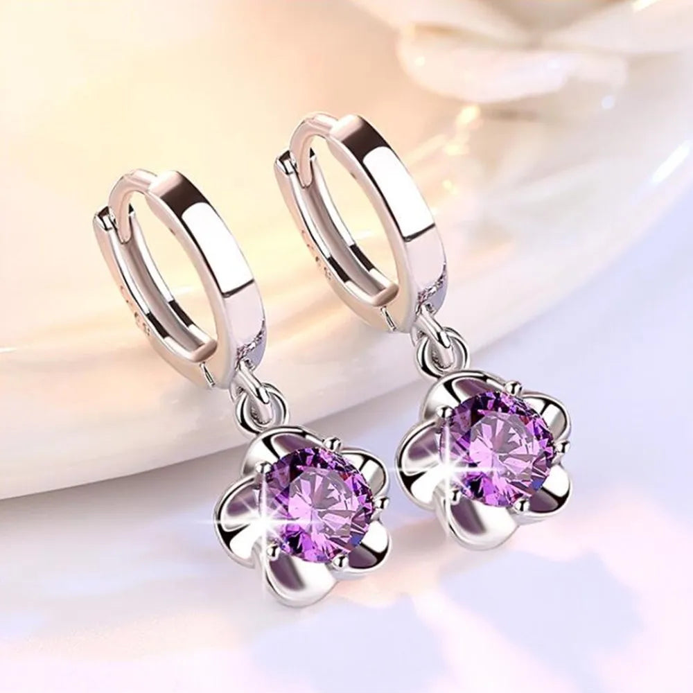 Violet | Purple White Zirconia Earrings