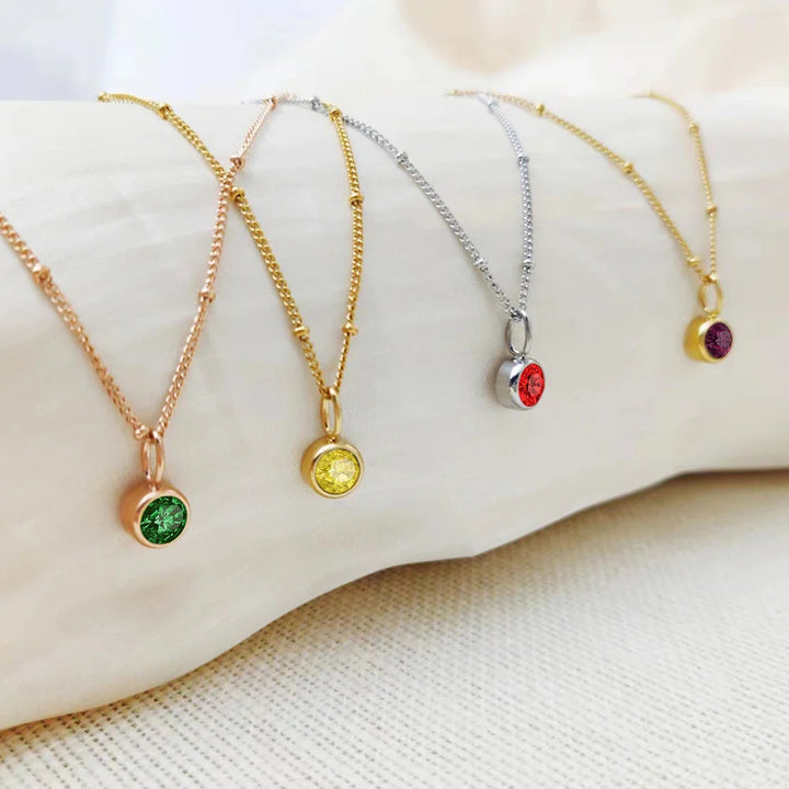 Beaded Chain Birthstone Pendant