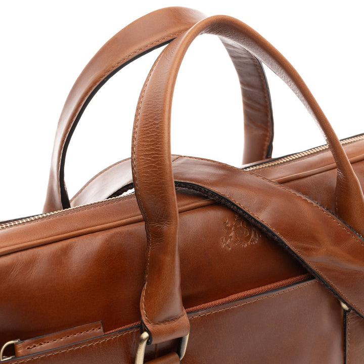 Slim Laptop Bag Leather Brown 15" BRADY Work Bag Briefcase