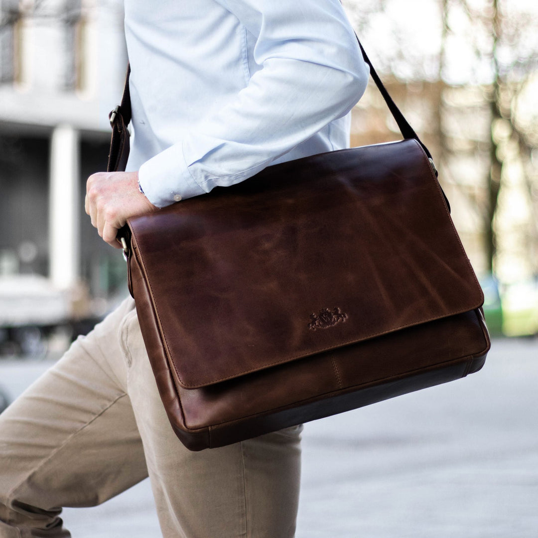 Large Leather Messenger Bag 15" SPENCER