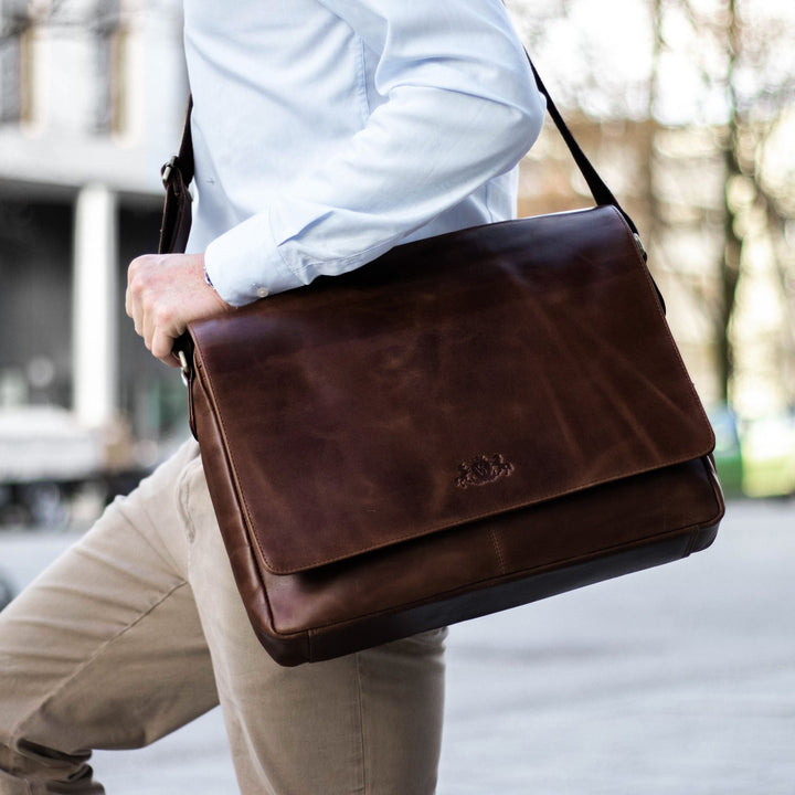 Large Leather Messenger Bag 15" SPENCER