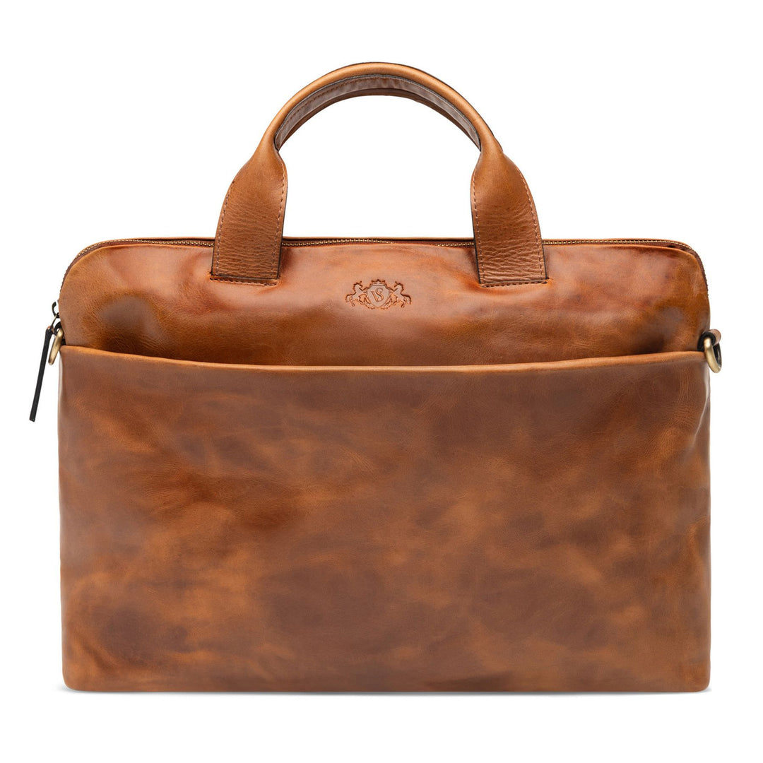 Light Brown Leather Laptop Bag 15" CARTER Work Bag Briefcase