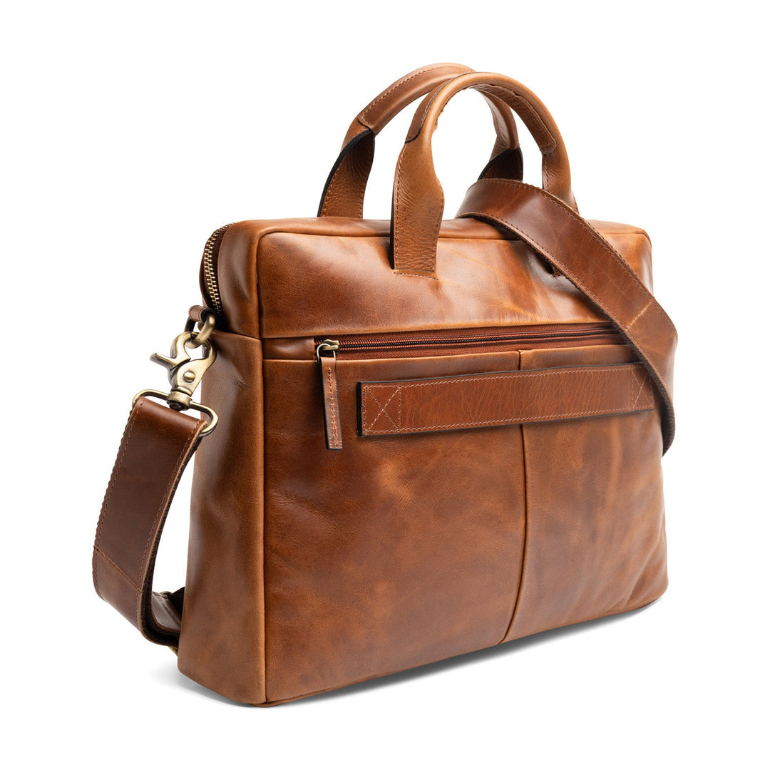 Light Brown Leather Laptop Bag 15" CARTER Work Bag Briefcase