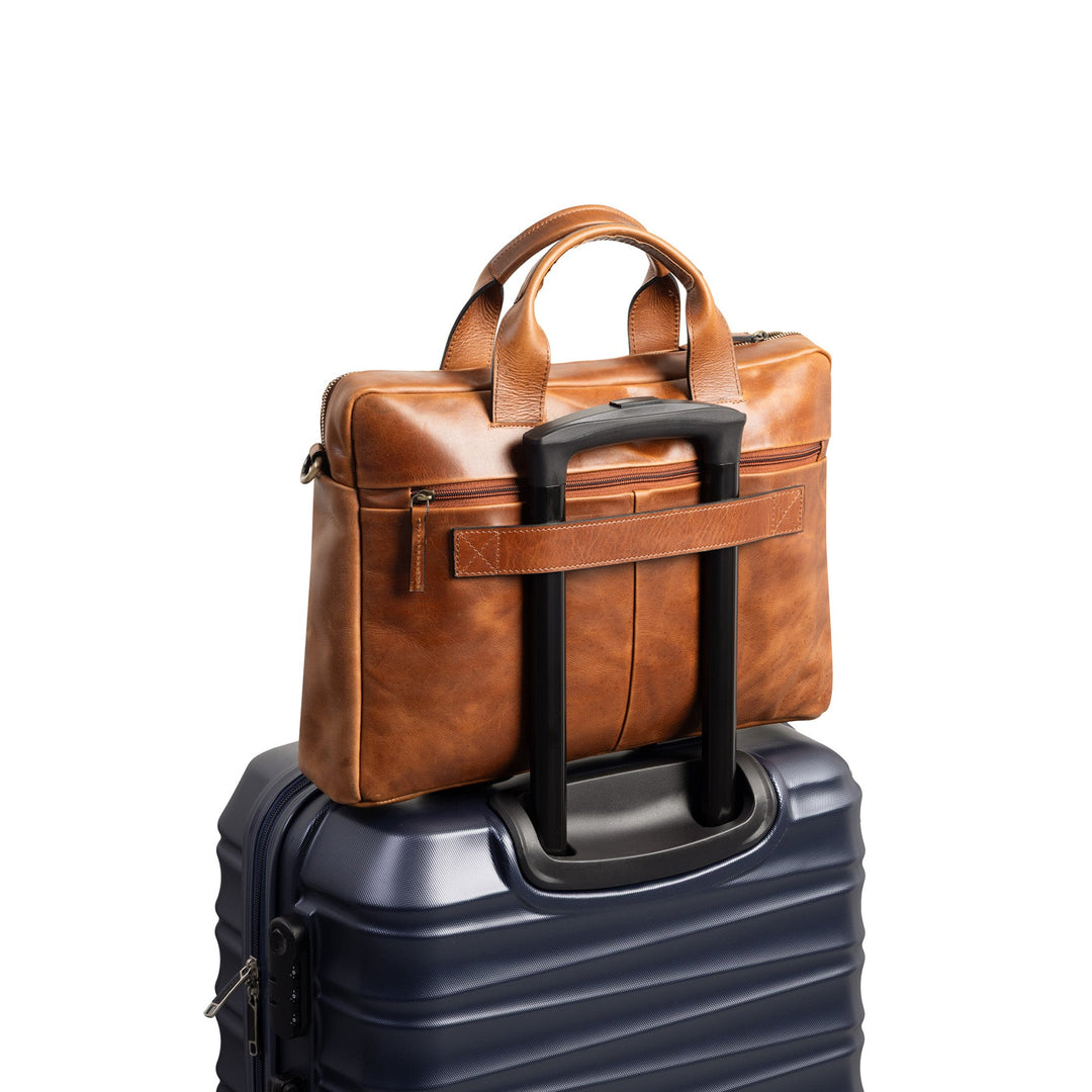 Light Brown Leather Laptop Bag 15" CARTER Work Bag Briefcase