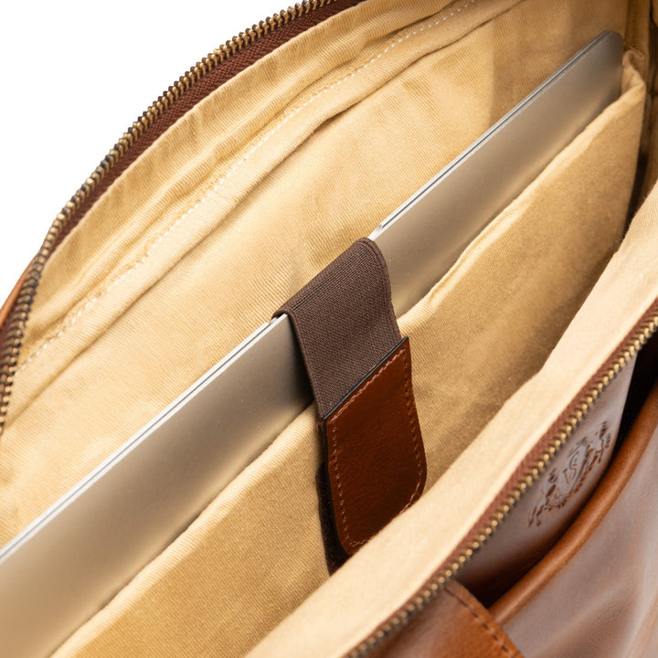 Light Brown Leather Laptop Bag 15" CARTER Work Bag Briefcase