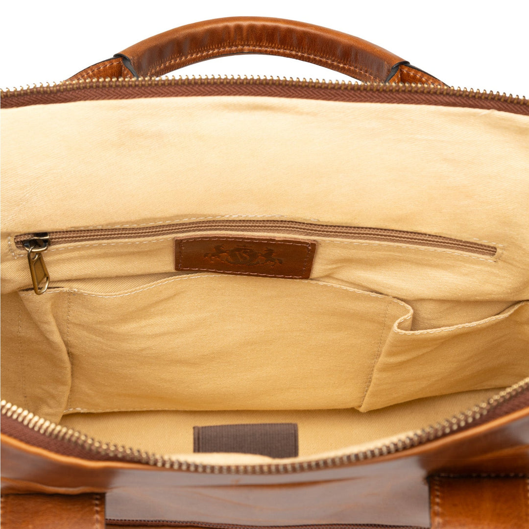 Light Brown Leather Laptop Bag 15" CARTER Work Bag Briefcase