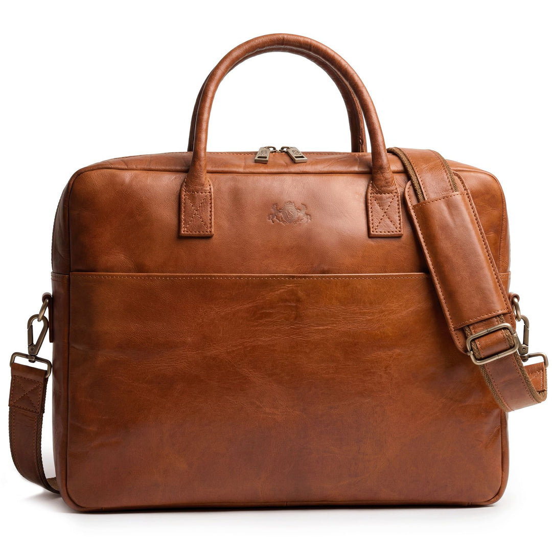 Brown Leather Laptop Bag 15" CEDAR Work Bag Briefcase