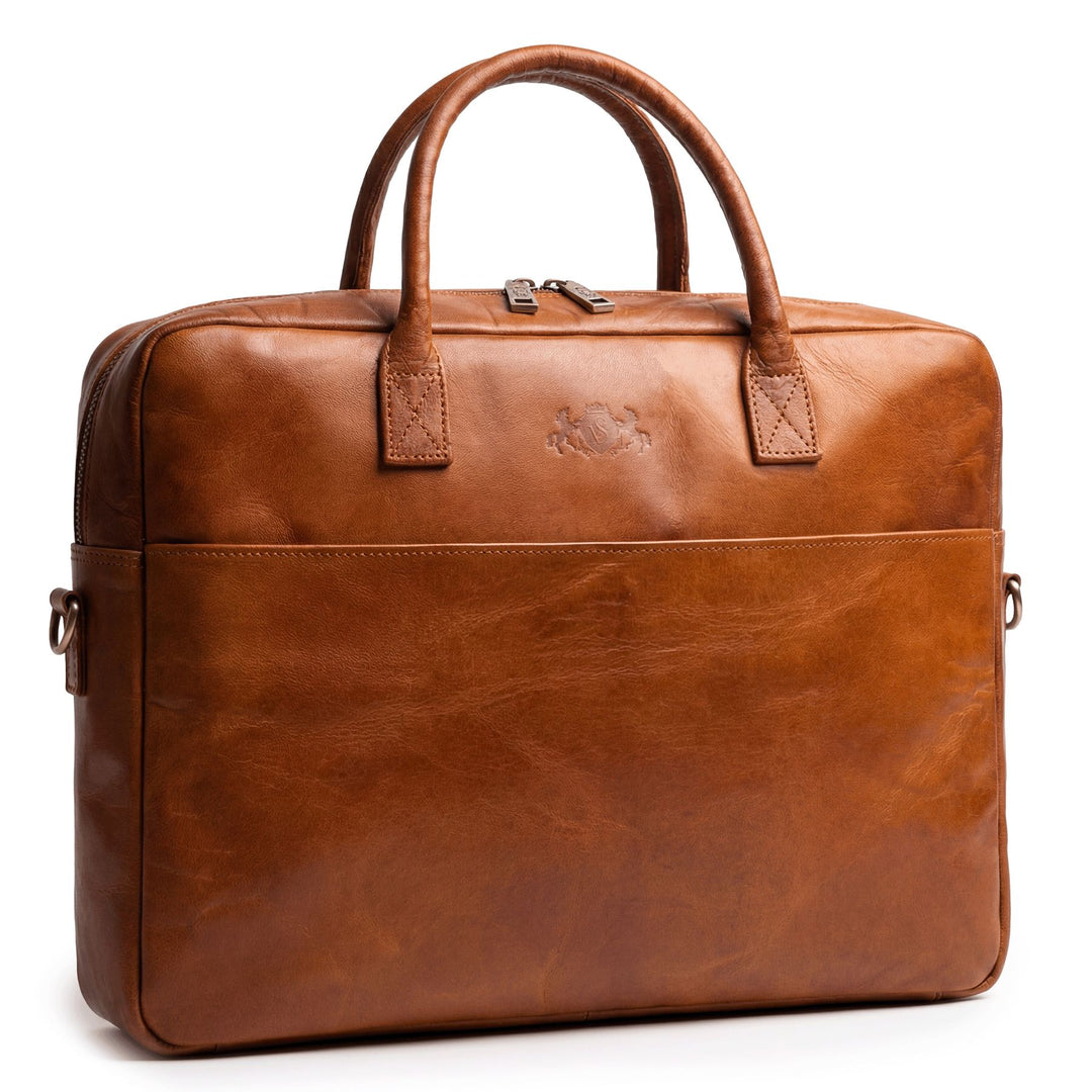 Brown Leather Laptop Bag 15" CEDAR Work Bag Briefcase