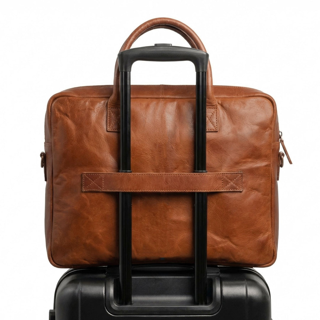 Brown Leather Laptop Bag 15" CEDAR Work Bag Briefcase