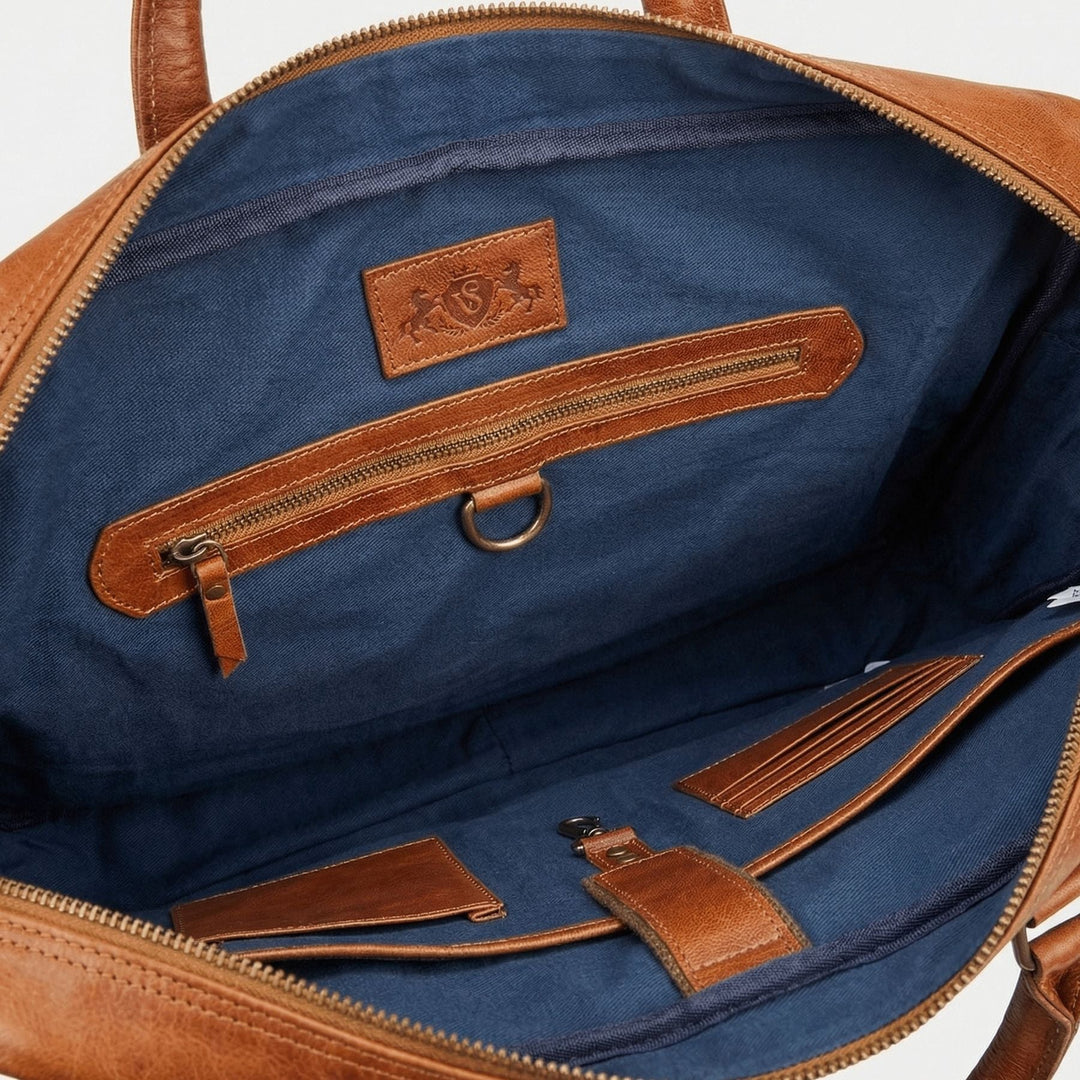 Brown Leather Laptop Bag 15" CEDAR Work Bag Briefcase