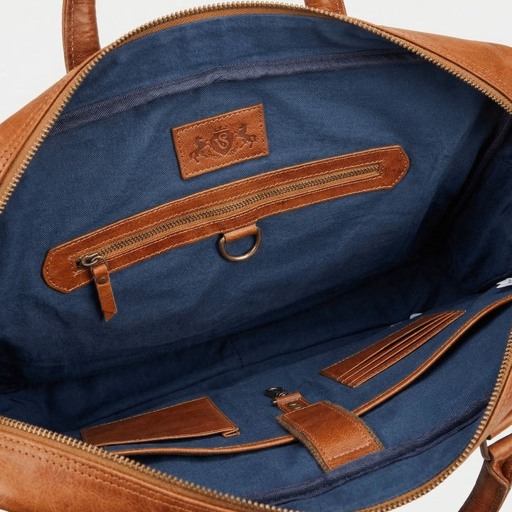 Brown Leather Laptop Bag 15" CEDAR Work Bag Briefcase