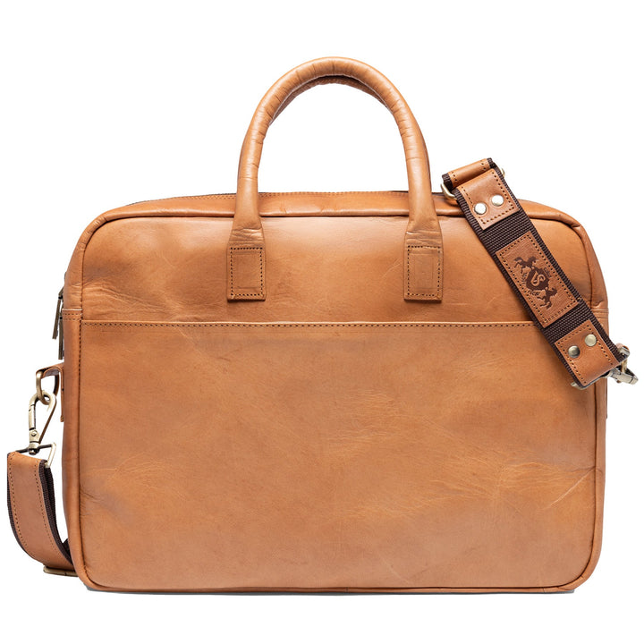 Laptop Bag Leather Light Brown 15" CEDAR Work Bag Briefcase