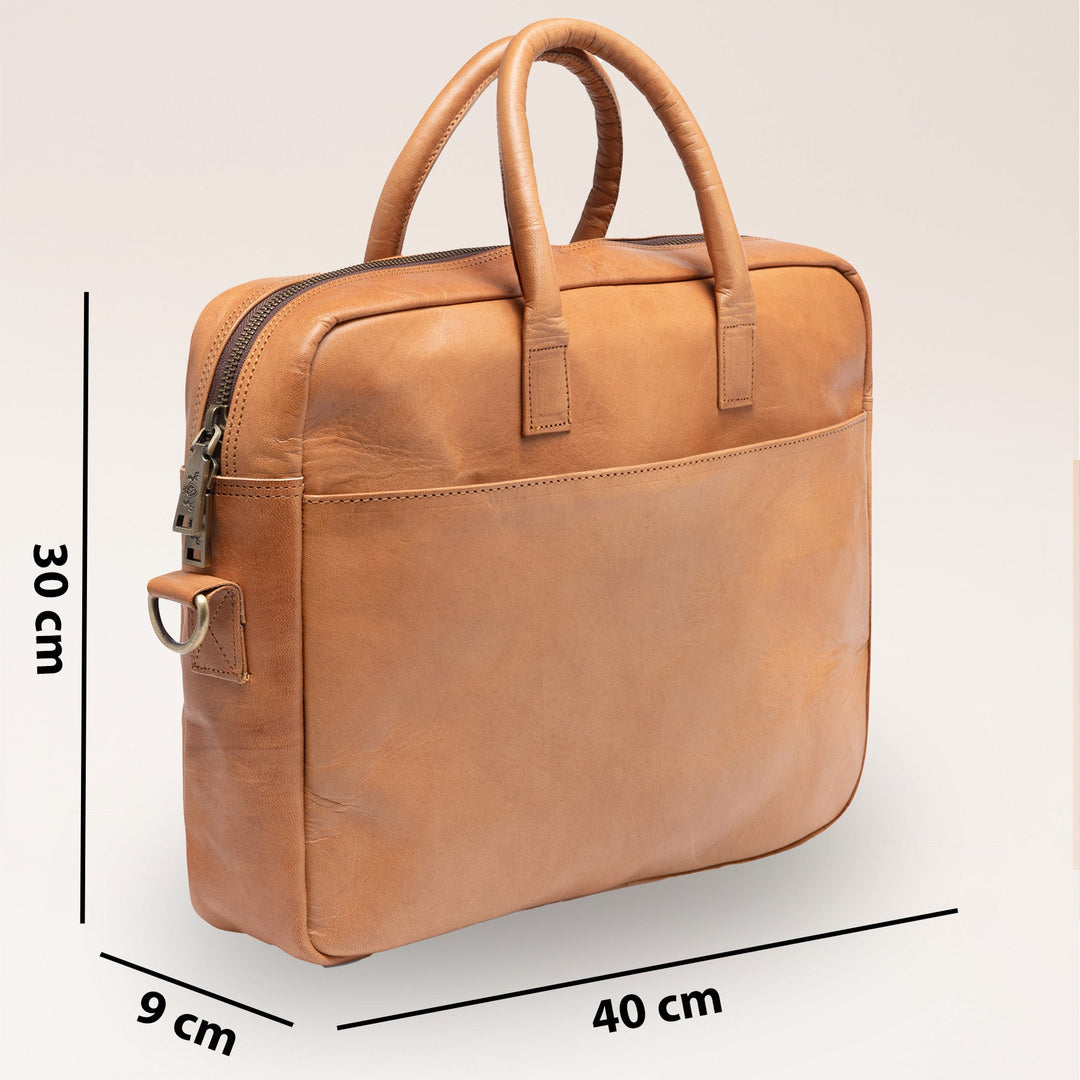 Laptop Bag Leather Light Brown 15" CEDAR Work Bag Briefcase