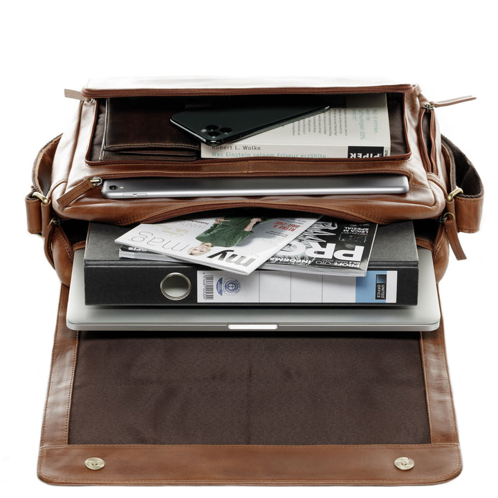 Teacher's Bag Leather Brown 15" AGENT Briefcase College