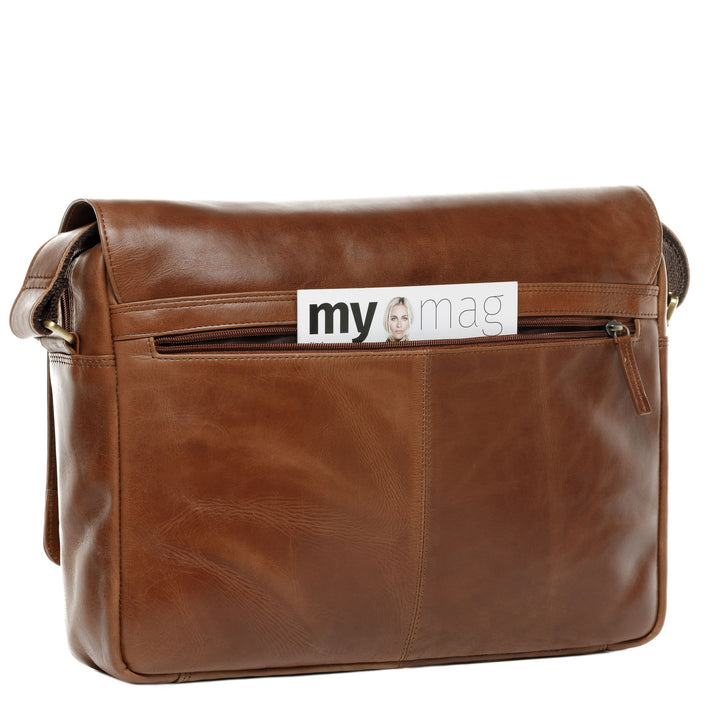 Teacher's Bag Leather Brown 15" AGENT Briefcase College