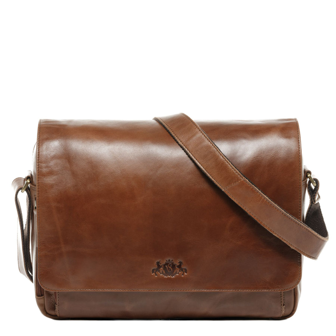 Teacher's Bag Leather Brown 15" AGENT Briefcase College
