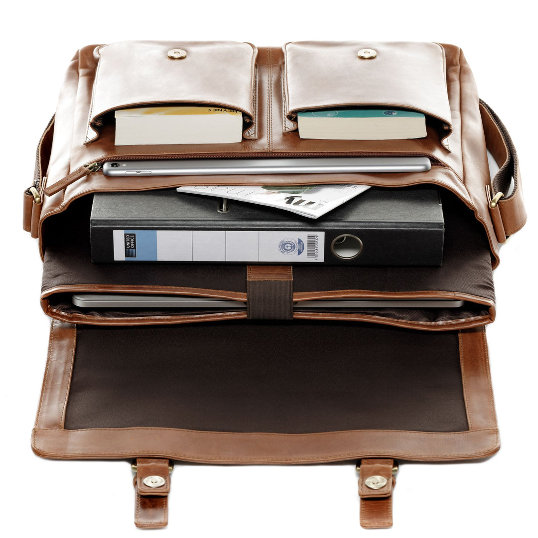 Teacher's Bag Leather Brown 15" SERGEANT Briefcase College