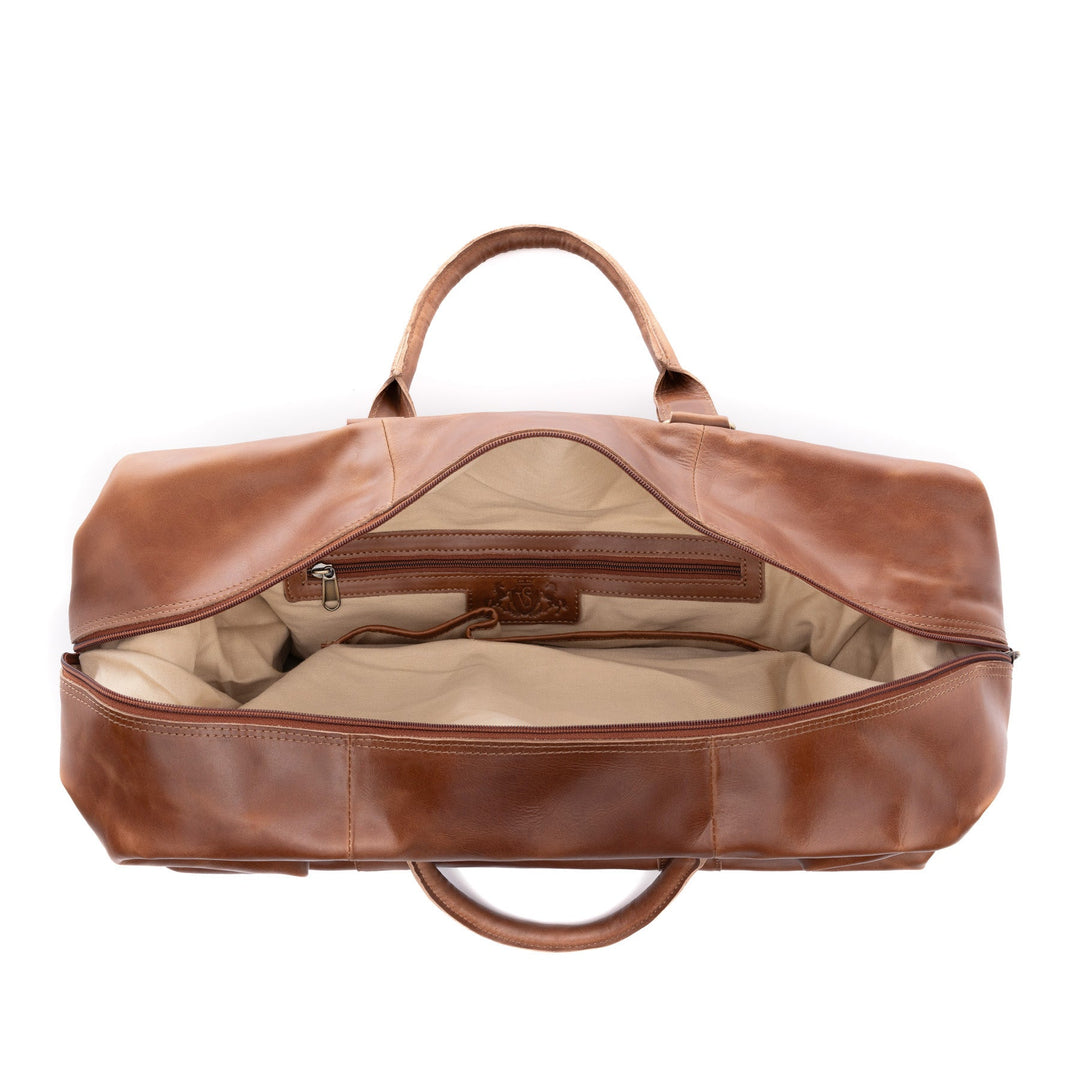 Large Travel Bag Leather Brown JEREMY Weekender