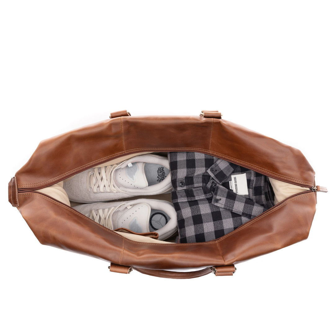 Large Travel Bag Leather Brown JEREMY Weekender