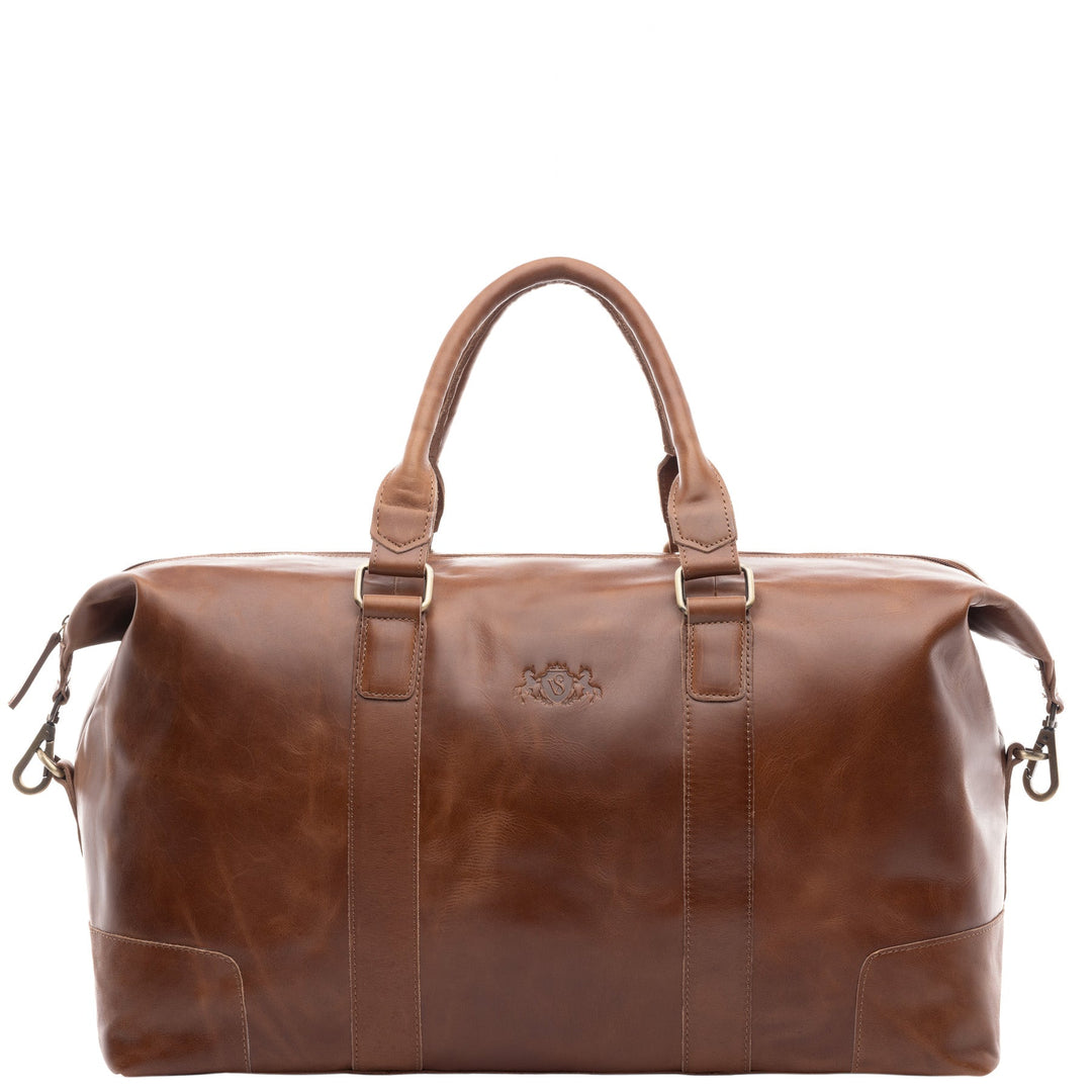 Large Travel Bag Leather Brown JEREMY Weekender
