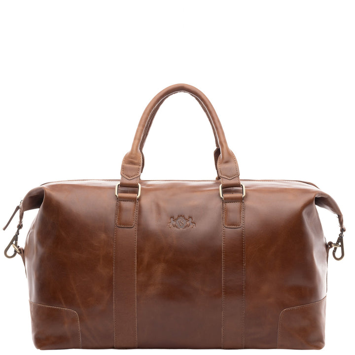 Large Travel Bag Leather Brown JEREMY Weekender
