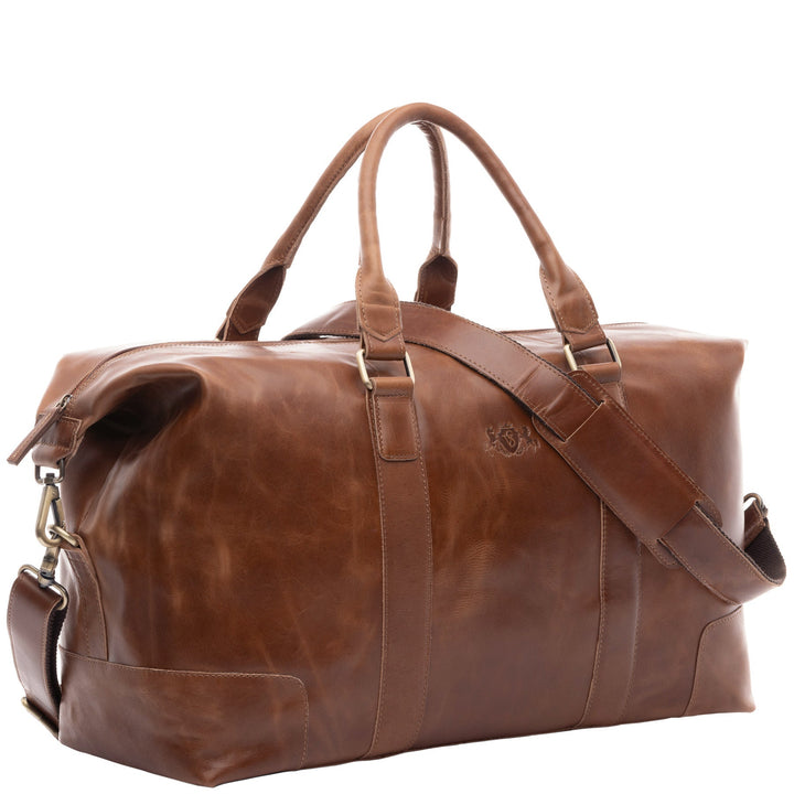 Large Travel Bag Leather Brown JEREMY Weekender