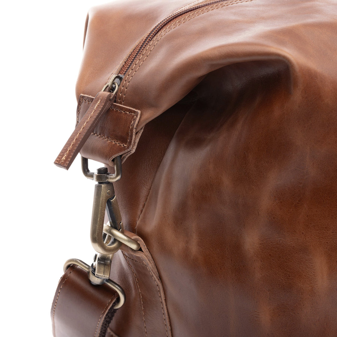 Large Travel Bag Leather Brown JEREMY Weekender