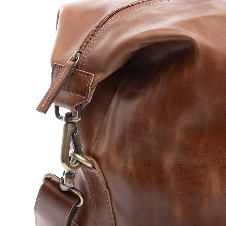Large Travel Bag Leather Brown JEREMY Weekender