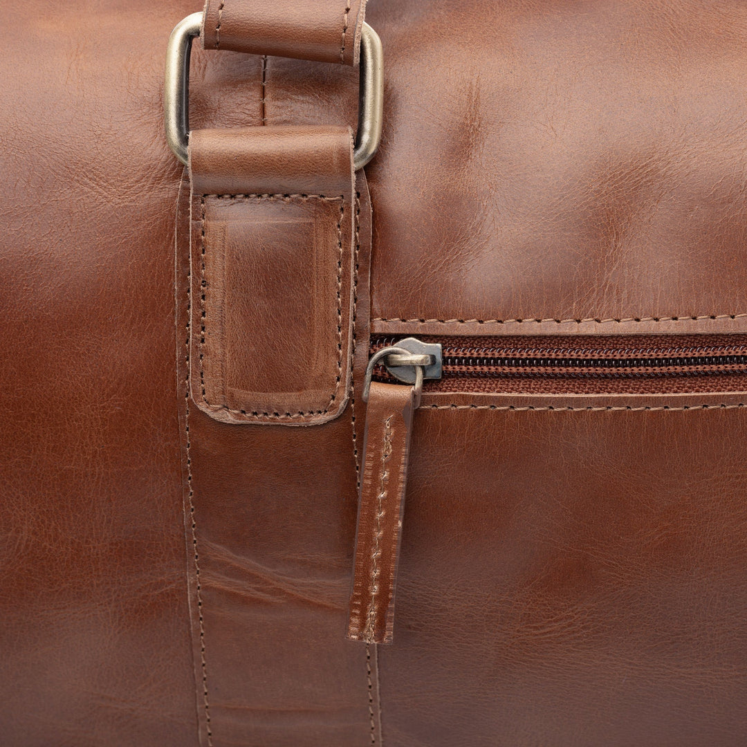 Large Travel Bag Leather Brown JEREMY Weekender