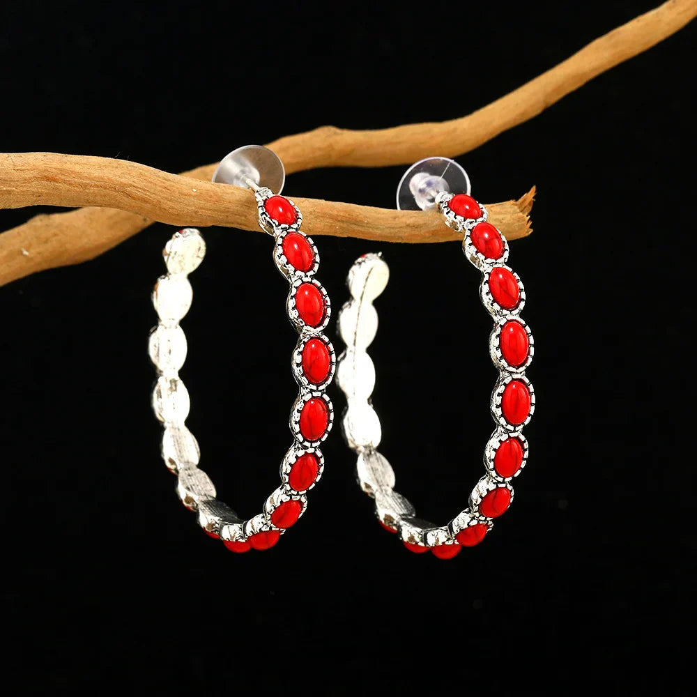 Sage | Vintage Oval Silver Hoop Earrings